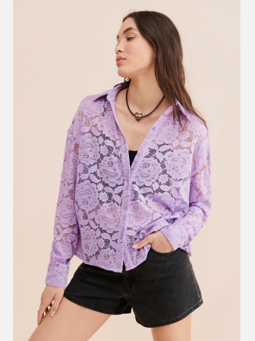 ANTHROPOLOGIE HUTCH SHEER LACE BUTTONDOWN